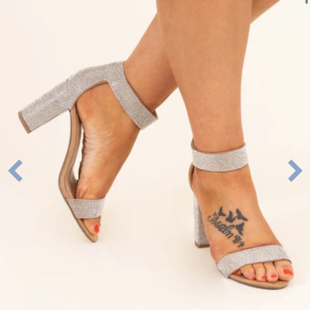 Silver diamond heels, never worn
